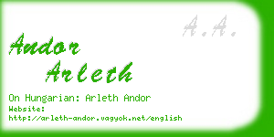 andor arleth business card